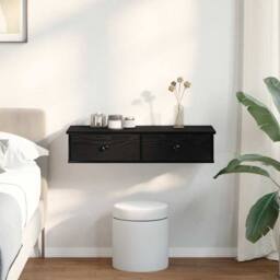 Berkfield Home Wall Shelf with Drawers Black 80x31x17 cm Engineered Wood - Size: 80 x 31 x 17 cm - thumbnail 1
