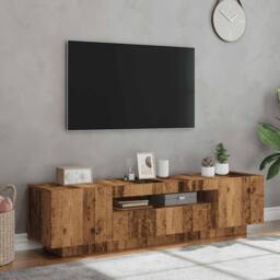 Berkfield Home TV Cabinet with LED Lights Old Wood 160x35x40 cm Engineered Wood in Brown - Size: 160 x 35 x 40 cm - thumbnail 4