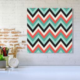 "Warren Reed - Designer Geometric Colored Chevron Pattern Canvas in Green - Size: W30"" x H30""" - thumbnail 2