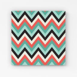 "Warren Reed - Designer Geometric Colored Chevron Pattern Canvas in Green - Size: W30"" x H30""" - thumbnail 1