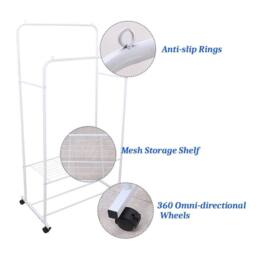 Kelvenix Clothes Rail Rack Garment Dress Hanging Display Stand in White - thumbnail 3