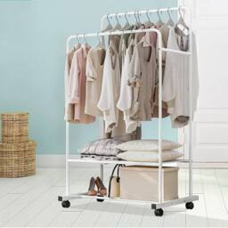 Kelvenix Clothes Rail Rack Garment Dress Hanging Display Stand in White - thumbnail 5
