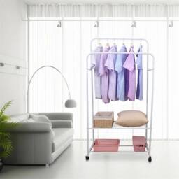 Kelvenix Clothes Rail Rack Garment Dress Hanging Display Stand in White - thumbnail 4