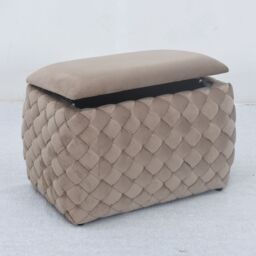 Artemis Home Plumeo Velvet Storage Ottoman in Taupe - thumbnail 2