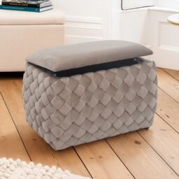 Artemis Home Plumeo Velvet Storage Ottoman in Taupe