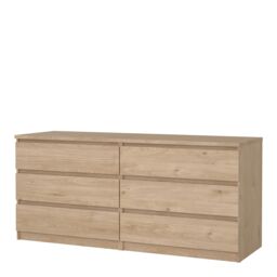Furniture To Go Naia Wide Chest of 6 Drawers (3+3) in Light Oak - thumbnail 3