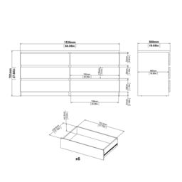 Furniture To Go Naia Wide Chest of 6 Drawers (3+3) in Light Oak - thumbnail 9