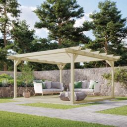 Rutland County Garden Furniture Ltd Double Garden Pergola & Decking Kit, L420 x W420cm, Light Green - thumbnail 1