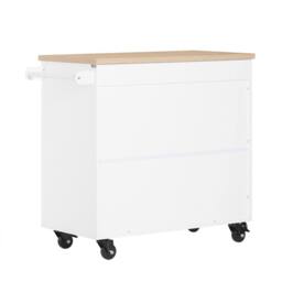 SoBuy Mobile Kitchen Island - Oak Top & Pull-Out Racks in White - thumbnail 4