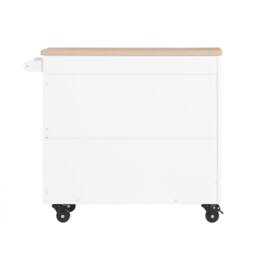 SoBuy Mobile Kitchen Island - Oak Top & Pull-Out Racks in White - thumbnail 3