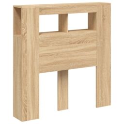 Berkfield Home LED Headboard Sonoma Oak 100x18.5x103.5 cm Engineered Wood in Brown - thumbnail 3