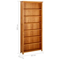Berkfield Home 7-Tier Bookcase 90x22.5x200 cm Solid Oak Wood in Brown - thumbnail 6