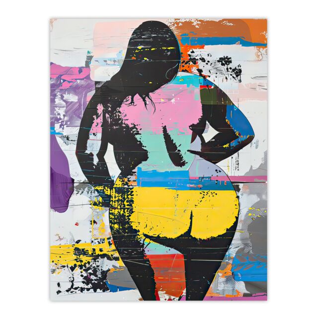 "Artery8 Big Beautiful Woman Cheeky Colourful Street Art Wall Art Print - Size: W18"" x H24""" - image 1