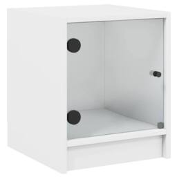 Berkfield Home Elegant Bedside Cabinets with Glass Doors 2 pcs White 35x37x42 cm - Size: 35 x 37 x 42 cm - thumbnail 6