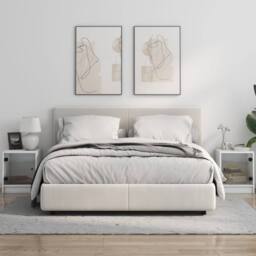 Berkfield Home Elegant Bedside Cabinets with Glass Doors 2 pcs White 35x37x42 cm - Size: 35 x 37 x 42 cm - thumbnail 1