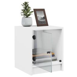 Berkfield Home Elegant Bedside Cabinets with Glass Doors 2 pcs White 35x37x42 cm - Size: 35 x 37 x 42 cm - thumbnail 5