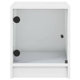 Berkfield Home Elegant Bedside Cabinets with Glass Doors 2 pcs White 35x37x42 cm - Size: 35 x 37 x 42 cm - thumbnail 7