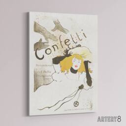 "Artery8 Confetti Vintage French Advert Canvas Wall Art Print Lautrec in White - Size: W24"" x H32""" - thumbnail 2