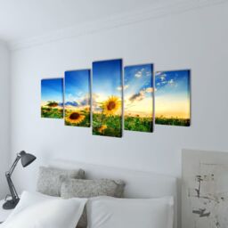 Berkfield Home Canvas Wall Print Set Sunflower 200 x 100 cm - thumbnail 2