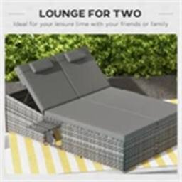 Nordara 2 Seater Double Rattan in Grey - Size: 100 cm - thumbnail 3