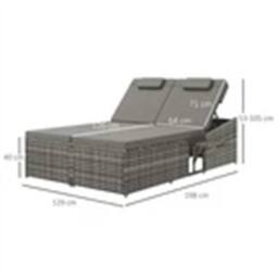 Nordara 2 Seater Double Rattan in Grey - Size: 100 cm - thumbnail 2