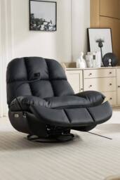 More4Homes Chicago Faux Leather Swivel & Rocker Electric Recliner Chair Black