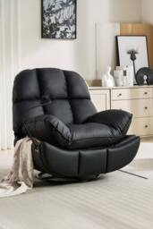 More4Homes Chicago Faux Leather Swivel & Rocker Electric Recliner Chair Black - thumbnail 4