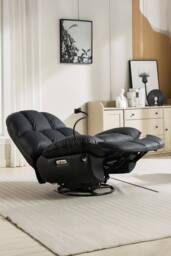 More4Homes Chicago Faux Leather Swivel & Rocker Electric Recliner Chair Black - thumbnail 2