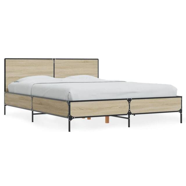Berkfield Home Bed Frame without Mattress Sonoma Oak 140x200 cm in Tan - image 1