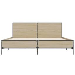 Berkfield Home Bed Frame without Mattress Sonoma Oak 140x200 cm in Tan - thumbnail 4