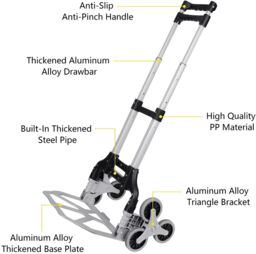 Xample Heavy Duty Folding Sack Truck Industrial Hand Trolley Warehouse Car Cart 75kg in Silver - thumbnail 2