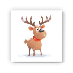 "Warren Reed - Designer Reindeer In A Scarf Canvas - Size: W16"" x H16""" - thumbnail 2