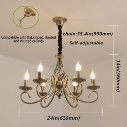 Garwarm 6-Light Vintage Elegant Metal Bronze Pendant Chandelier - thumbnail 5