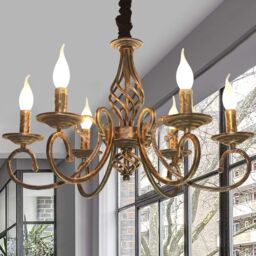 Garwarm 6-Light Vintage Elegant Metal Bronze Pendant Chandelier