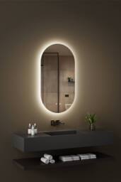 Fascinate Pill-Shaped LED Bathroom Mirror - Tempered Glass, Anti-Fog Demister 80x45cm in Silver - Size: 80x45 cm