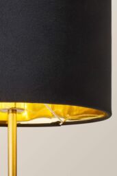 ValueLights Christina Velvet with Gold Metallic Inner Drum Shade Gold Palm Leaf Table Lamp in Black - thumbnail 4