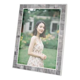 Happy Homewares Beautiful Grey Mother of Pearl 5 x 7 Picture Frame with Nickel Trim - thumbnail 1