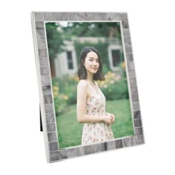 Happy Homewares Beautiful Grey Mother of Pearl 5 x 7 Picture Frame with Nickel Trim - thumbnail 2