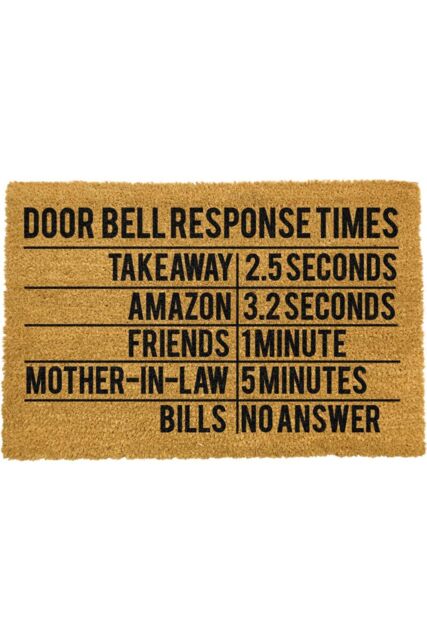 Artsy Mats Door Bell Response Times Doormat in Black - Size: 40 cm x 60 cm - image 1