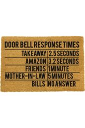 Artsy Mats Door Bell Response Times Doormat in Black - Size: 40 cm x 60 cm - thumbnail 1