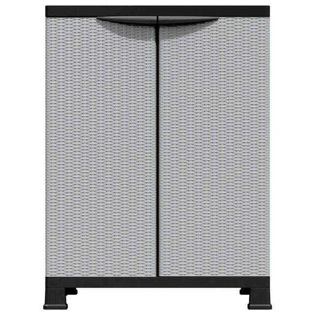 Berkfield Home Plastic Cabinet 68x39x92 cm Rattan Design in Grey - Size: 68 x 39 x 92 cm - image 1