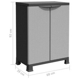 Berkfield Home Plastic Cabinet 68x39x92 cm Rattan Design in Grey - Size: 68 x 39 x 92 cm - thumbnail 8