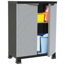 Berkfield Home Plastic Cabinet 68x39x92 cm Rattan Design in Grey - Size: 68 x 39 x 92 cm - thumbnail 2