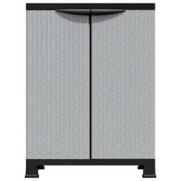 Berkfield Home Plastic Cabinet 68x39x92 cm Rattan Design in Grey - Size: 68 x 39 x 92 cm