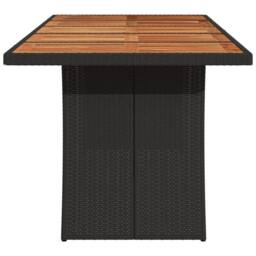 Berkfield Home Garden Table with Acacia Wood Top Black 240x90x75 cm Poly Rattan - Size: 240 x 90 x 75 cm - thumbnail 5
