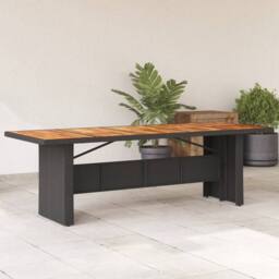 Berkfield Home Garden Table with Acacia Wood Top Black 240x90x75 cm Poly Rattan - Size: 240 x 90 x 75 cm - thumbnail 2