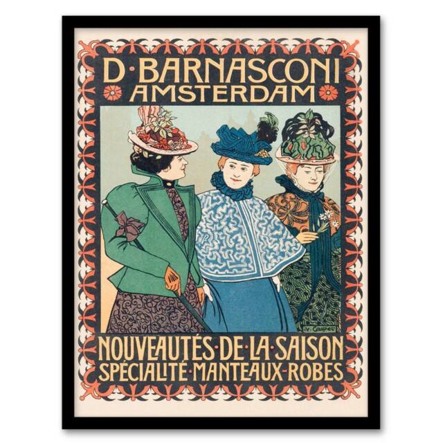 Artery8 Johann Georg van Caspel Framed Wall Art Barnasconi Clothes Advert - Size: A4 - image 1