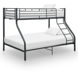 Berkfield Home Bunk Bed Frame Black Metal 140x200 cm/90x200 cm