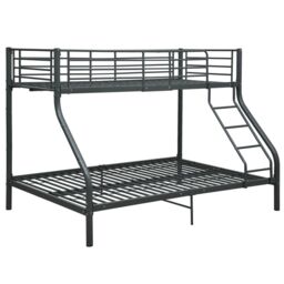 Berkfield Home Bunk Bed Frame Black Metal 140x200 cm/90x200 cm - thumbnail 2