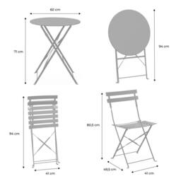 sweeek Round Folding Metal Bistro Garden Table With 2 Chairs in Green - thumbnail 5